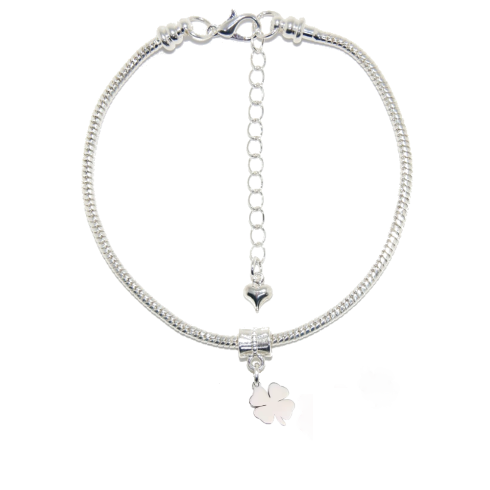 Euro Anklet / Ankle Bracelet Chain St Patricks Day Irish Four Leaf Lucky Clover