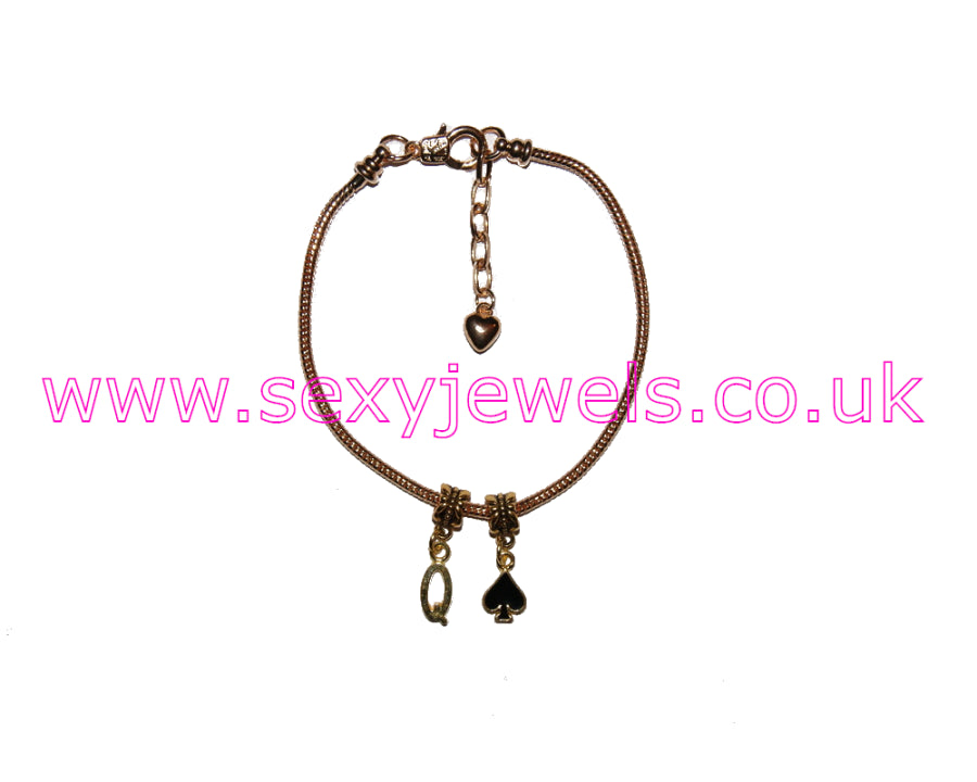 Euro Anklet / Ankle Chain Queen Of Spades Gold Style 1
