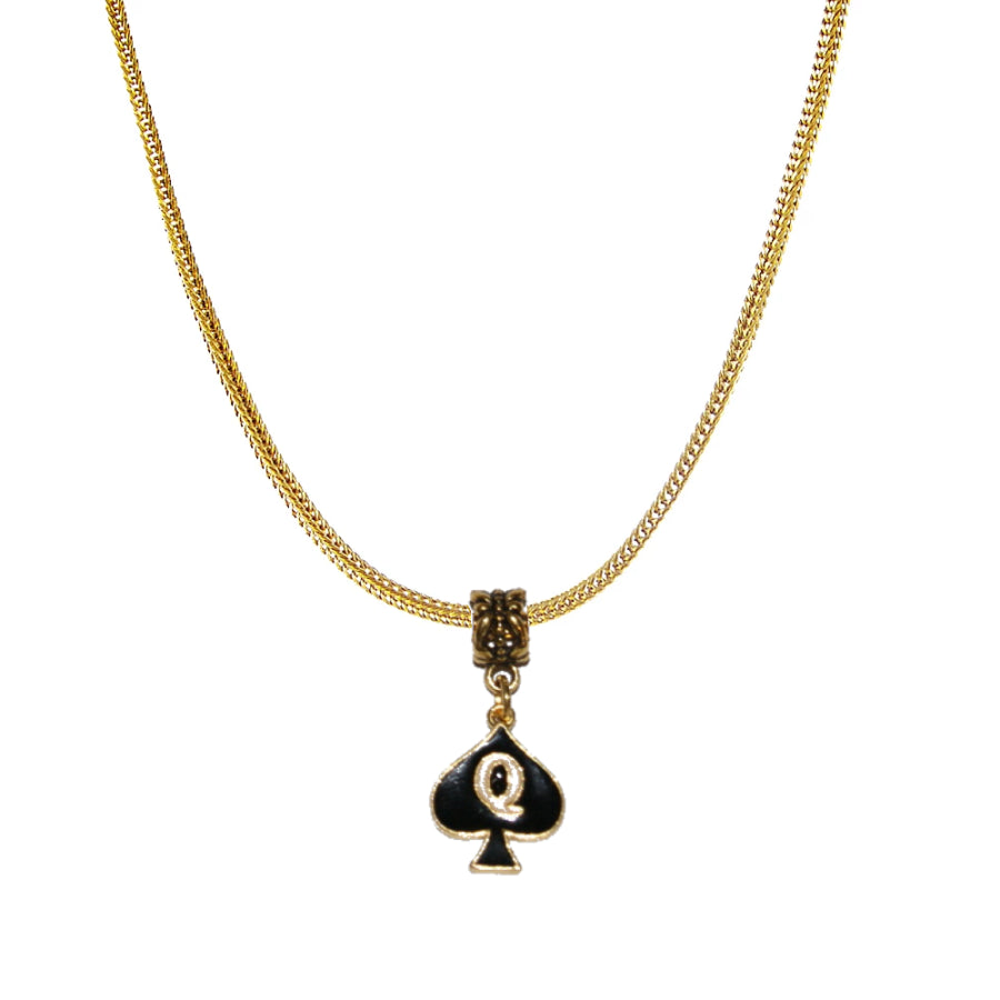 Euro Necklace QOS (Queen Of Spades) Gold Enamel Charm