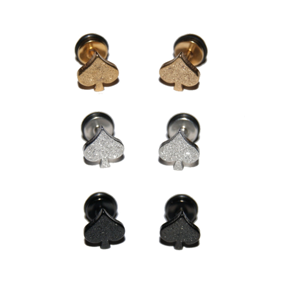 Queen Of Spade Earrings - Gold, Black, Silver Sparkles