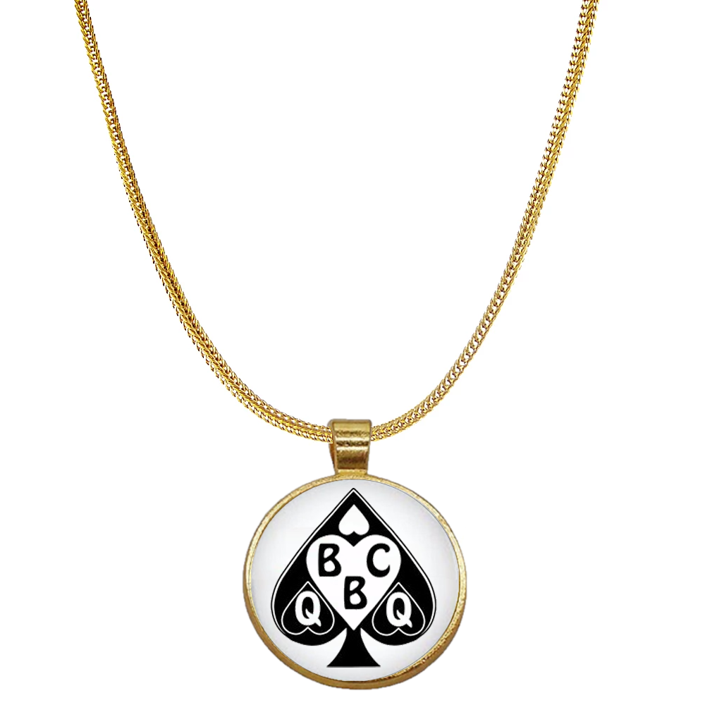 Euro Necklace Queen Of Spades BBC QOS Dome Charm Style 2 Gold Plated