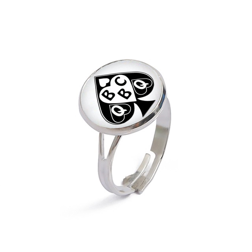 Queen Of Spades QOS BBC Logo Dome Finger or Toe Ring Style 2 Top View