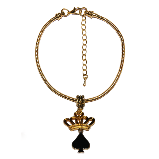 Euro Anklet / Ankle Chain Queen Of Spades Gold Style 2