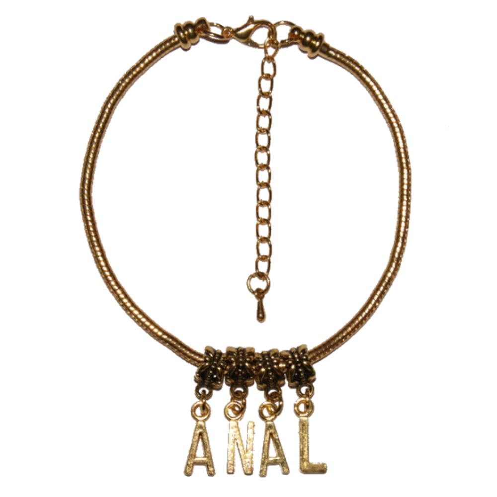 ANAL Euro Anklet / Ankle Chain Bum Sex Slut Gold