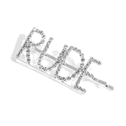 Silver RUDE Diamante Rhinestone Crystal Encrusted Hair Clip