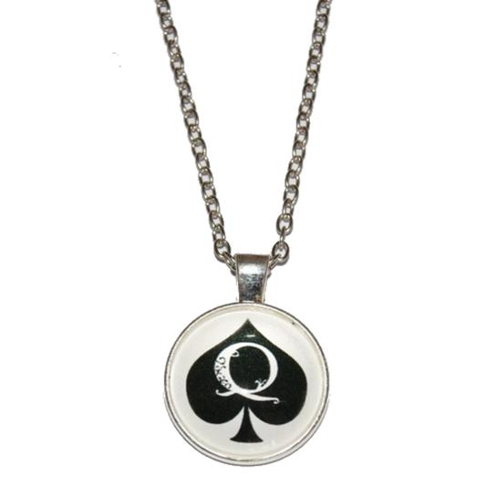 Chain Necklace Queen Of Spades QOS Dome Charm Style 2 Silver