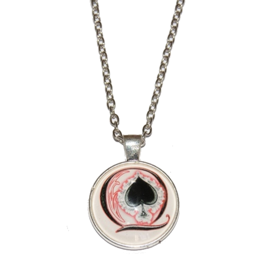 Chain Necklace Queen Of Spades QOS Dome Charm Style 4 Silver