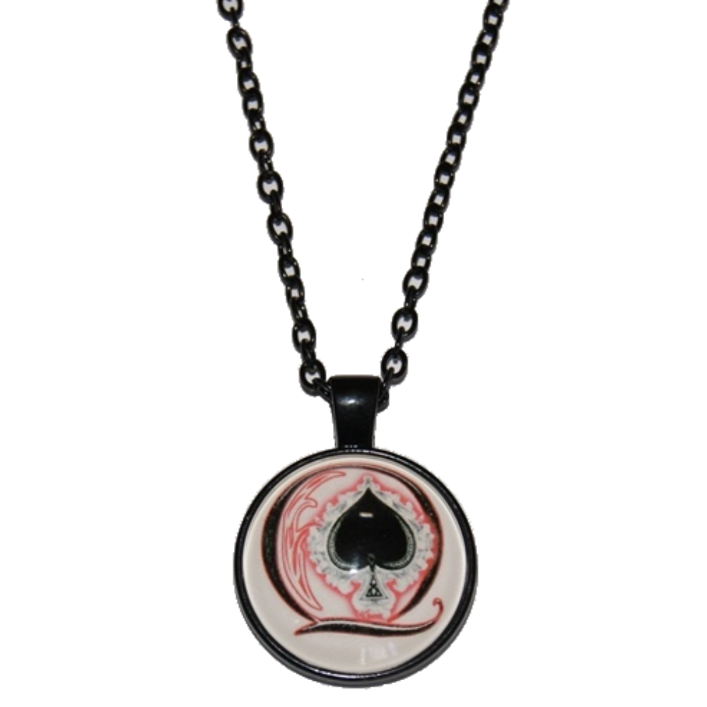 Chain Necklace Queen Of Spades QOS Dome Charm Style 4 Black