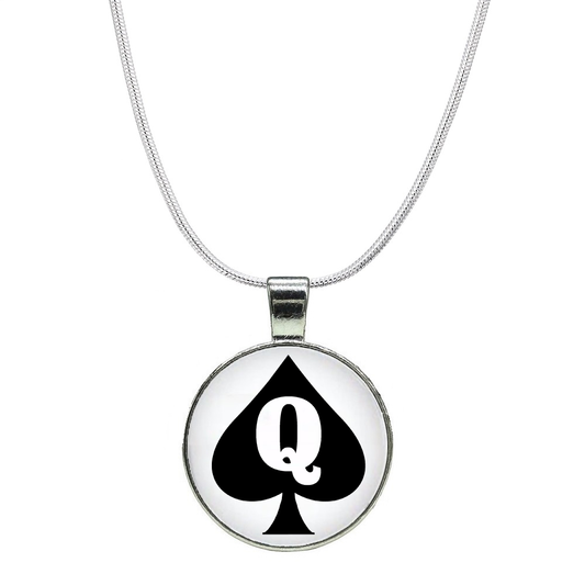Euro Necklace Queen Of Spades QOS Dome Charm Style 1 Silver