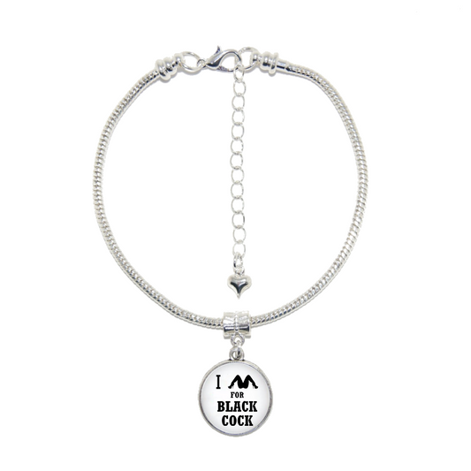 I Spread For Black Cock Dome Charm Silver Euro Anklet Ankle Chain 18mm