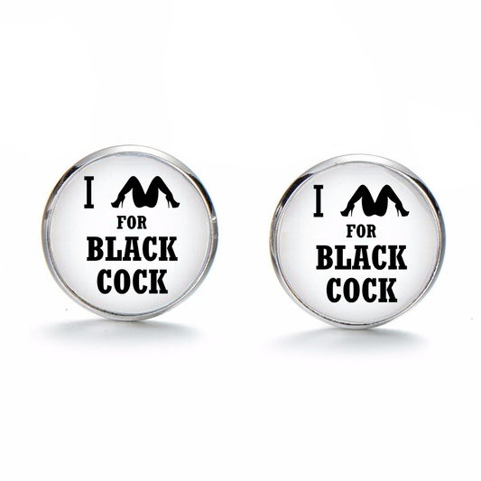 I Spread For Black Cock Dome Charm Silver Shirt Sleeve Cufflinks
