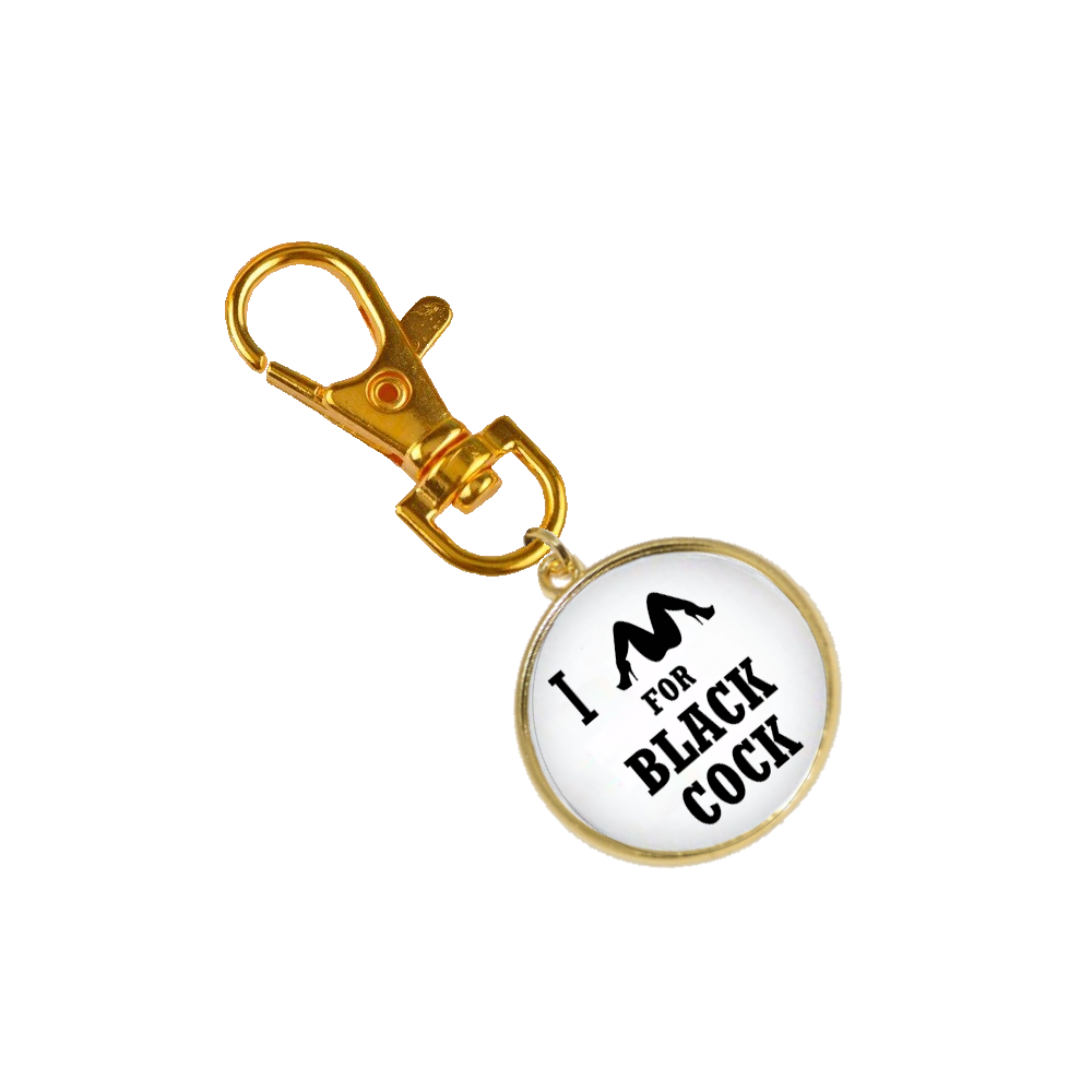 I Spread For Black Cock Hotwife BBC Dome Keyring Gold Plated