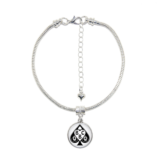 BBC Queen Of Spades Dome Charm Silver Euro Anklet Ankle Chain
