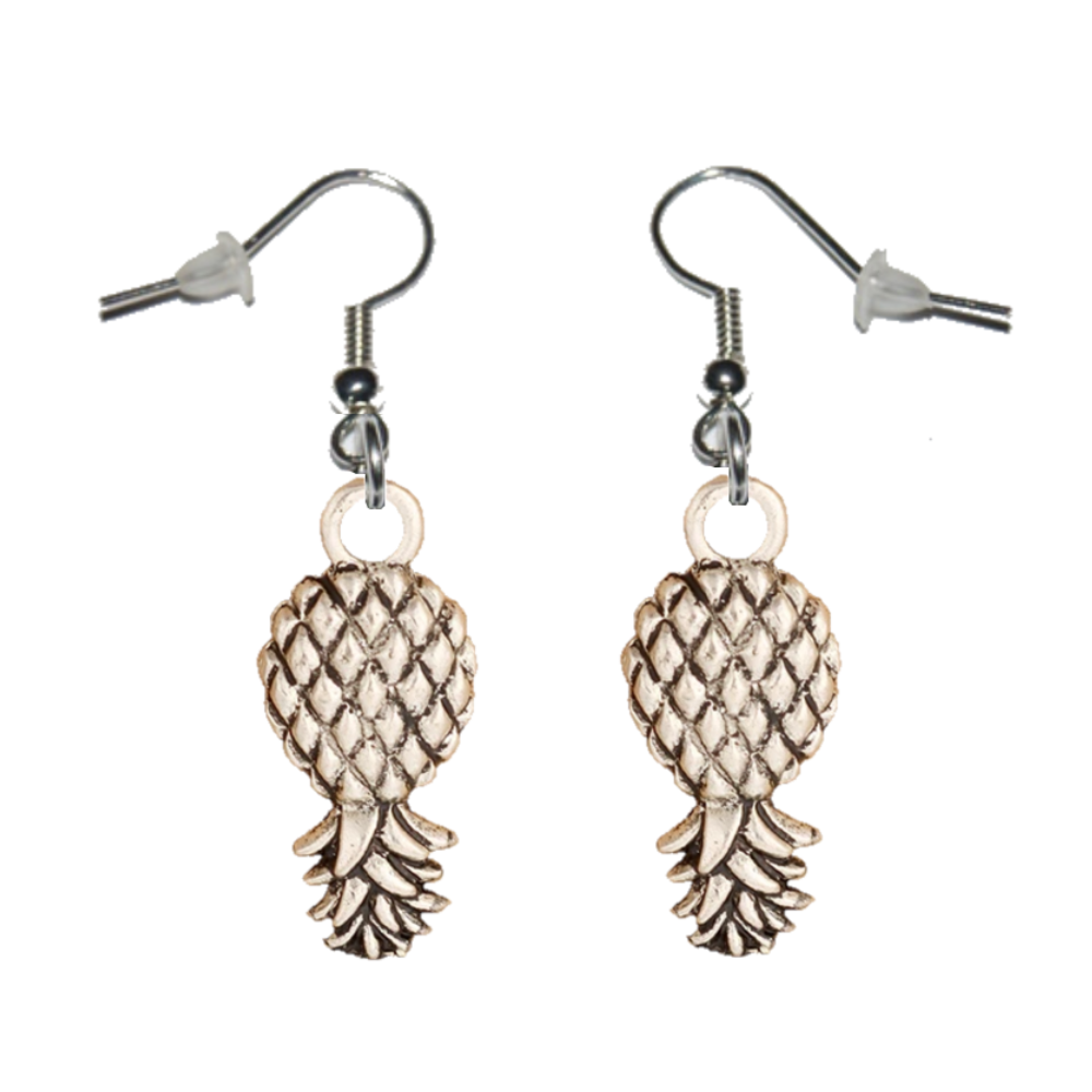 Upside Down Pineapple Earrings - Swinger Wife Swap Silver Style 1