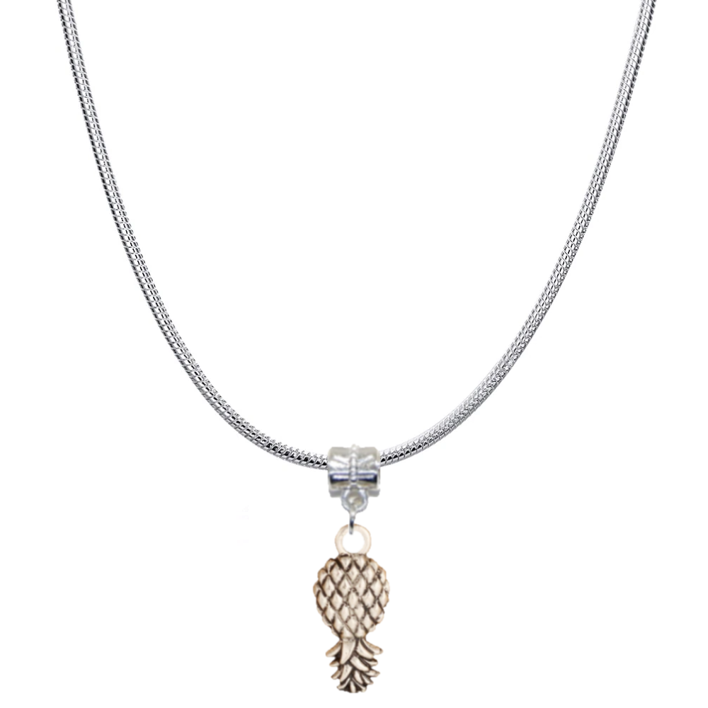 Euro Necklace Upside Down Pineapple Swinger Style 1 Silver