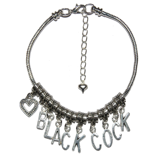 Euro Anklet / Ankle Chain Love Heart BLACK COCK BBC Slut