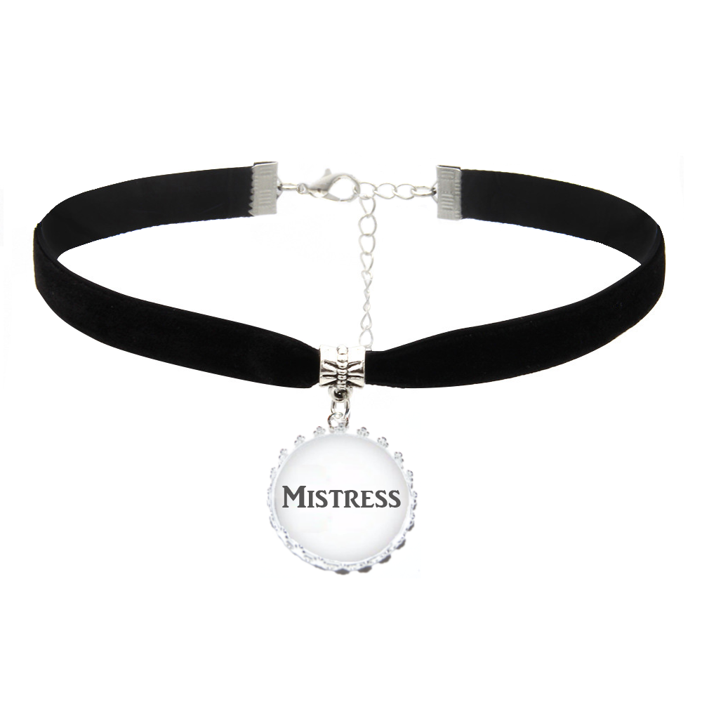 MISTRESS Black Velvet Neck Choker Necklace for Domme Femdom