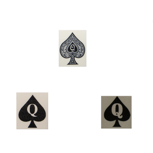 Pack of 3 - Mini Temporary Tattoos - Queen Of Spades (Cuckold) Black Cock Lover BBC