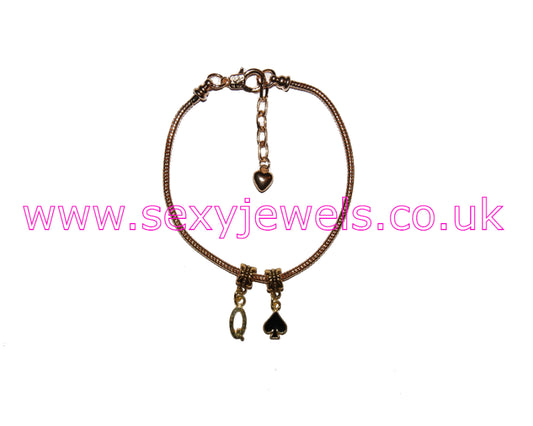 Euro Anklet / Ankle Chain Queen Of Spades Gold Style 1