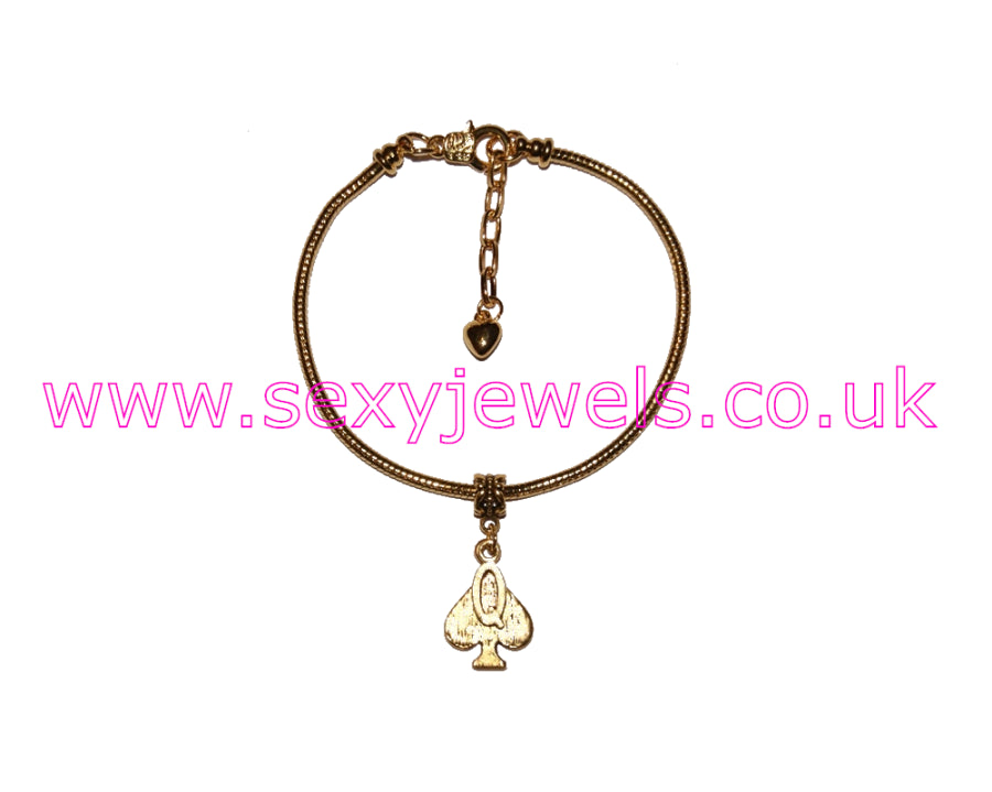 Euro Anklet / Ankle Chain Queen Of Spades Gold Style 3