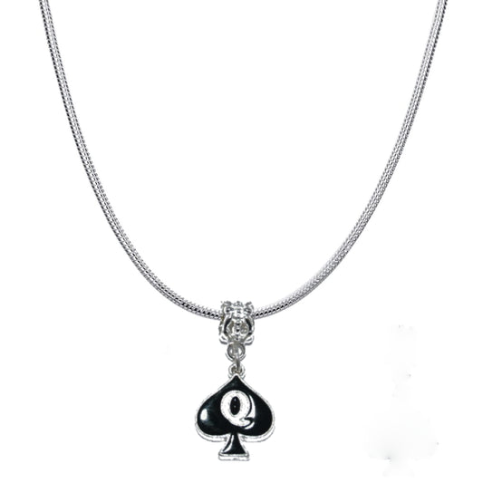 Euro Necklace QOS (Queen Of Spades) Silver Enamel Charm