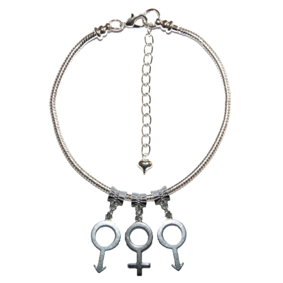 Euro Anklet / Ankle Chain MFM Symbols Threesome Male Female Male
