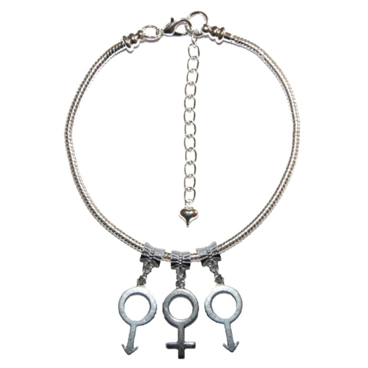 Euro Anklet / Ankle Chain MFM Symbols Threesome Male Female Male