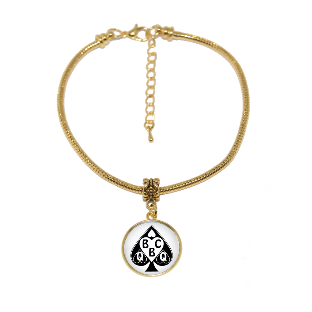Queen Of Spades BBC QOS Dome Charm Gold Euro Anklet Ankle Chain - Style 2 18mm