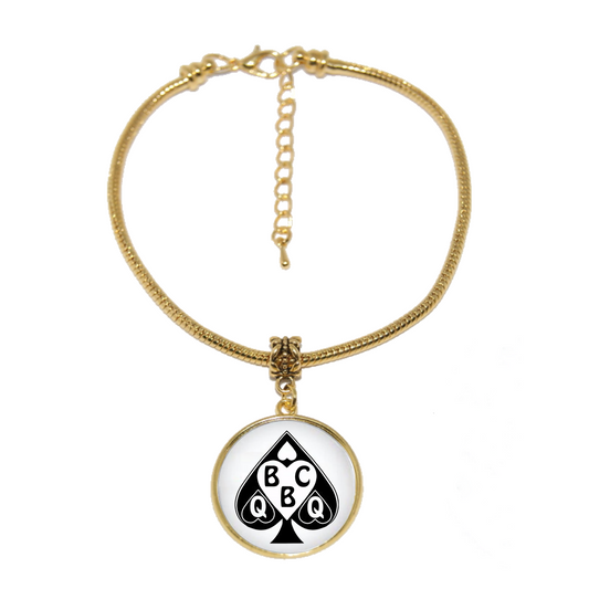 Queen Of Spades BBC QOS Dome Charm Gold Euro Anklet Ankle Chain - Style 2 27mm