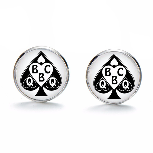 Queen Of Spades BBC QOS Dome Charm Silver Shirt Sleeve Cufflinks Style 2