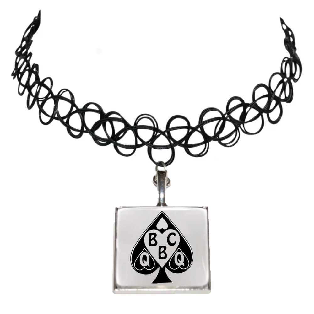 QUEEN OF SPADES Logo Black PVC Neck Choker Necklace Day Collar Style 2