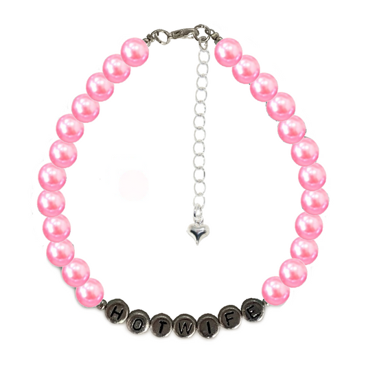 Light Baby Pink Pearl Bead HOTWIFE Anklet Ankle Chain