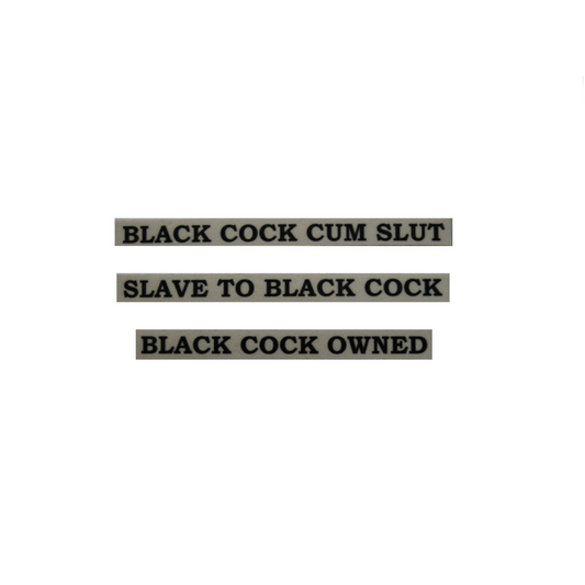 Temporary Tattoo - Multi Pack Ankle / Forehead Tattoos Black Cock Cum Slut Slave (Pack of 3)