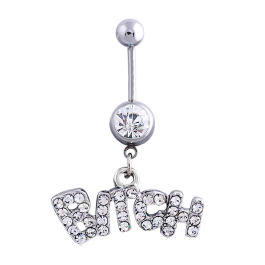 Navel Belly Button Bar Piercing - Diamante Bitch Clear