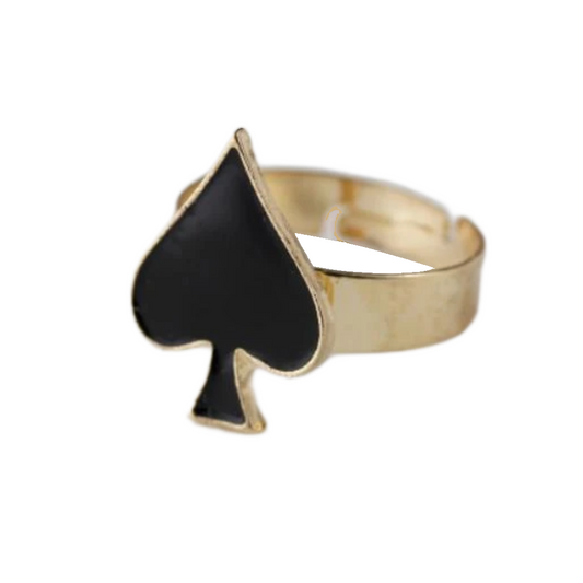 Queen Of Spade Gold Plated and Black Enamel Finger or Toe Ring