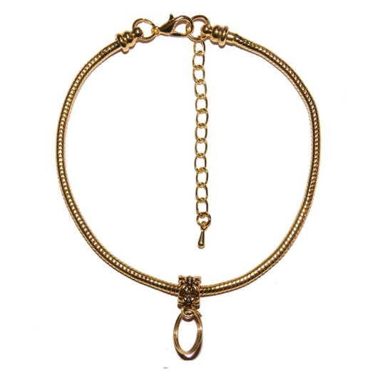 Euro Anklet / Ankle Chain with Keyring for Keyholder Mistress Chastity Gold