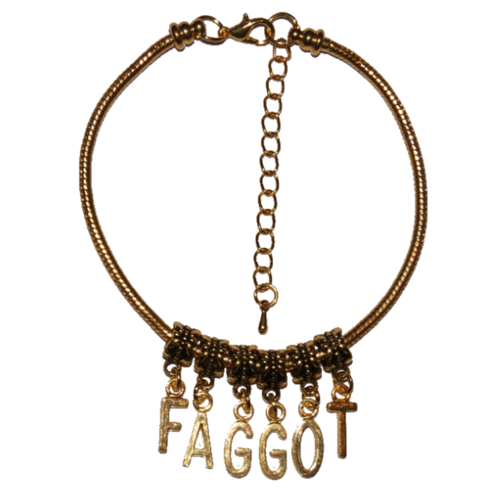 FAGGOT Euro Anklet / Ankle Chain Homosexual Bi Gay Queer Gold