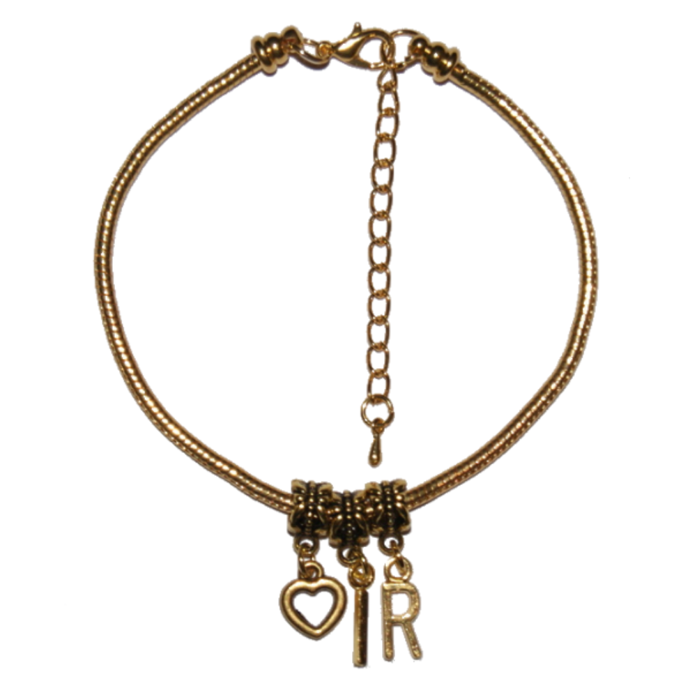 Love Heart IR Euro Anklet / Ankle Chain Love Interracial Gold