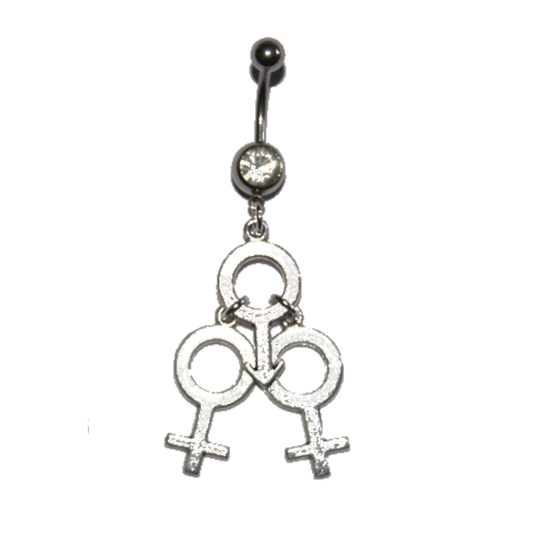 Navel Belly Button Bar Piercing - Female Male Female FMF Threesome