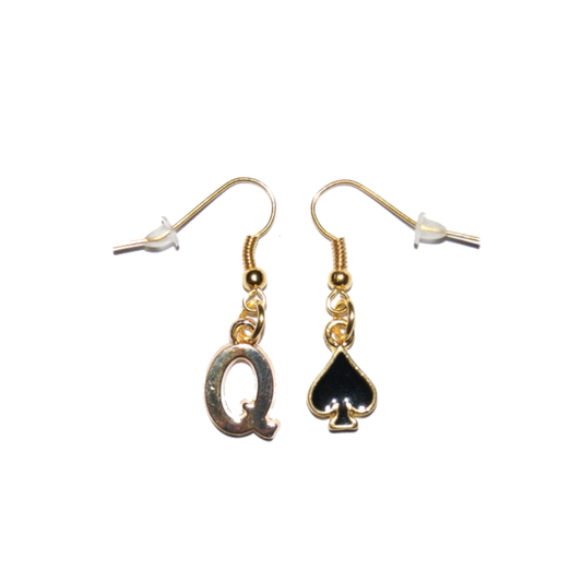 Gold Queen Of Spades Earrings Hotwife Jewellery St 1