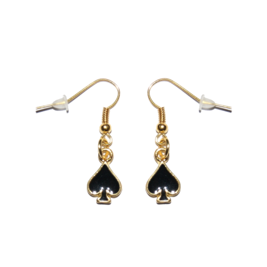 Gold Queen Of Spades Earrings Hotwife Jewellery St2