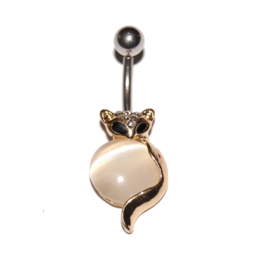 Navel Belly Button Bar Piercing - Vixen Hotwife Pearl Gold and Cream