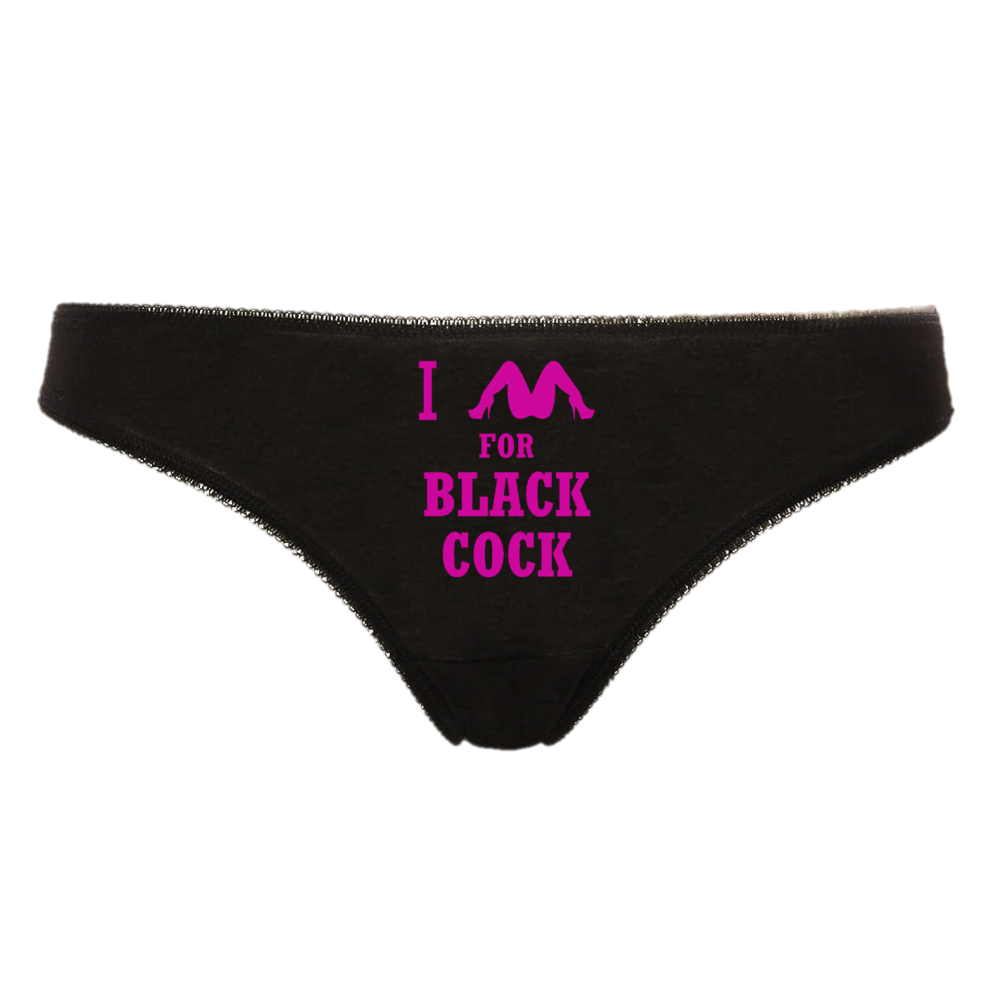 I SPREAD FOR BLACK COCK Hotwife Cuckold BBC Slut Interracial Thong Panties Sexy Black Knickers with Hot Pink Logo