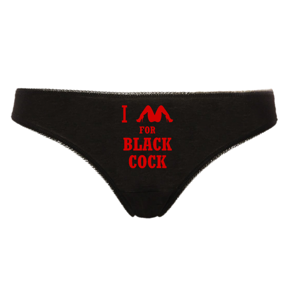 I SPREAD FOR BLACK COCK Hotwife Cuckold BBC Slut Interracial Thong Panties Sexy Black Knickers with Red Logo