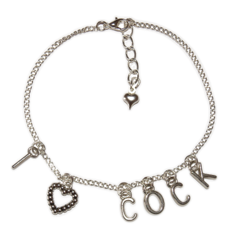 I love heart COCK Ankle Chain Anklet Penis Lover Slut or Sissy