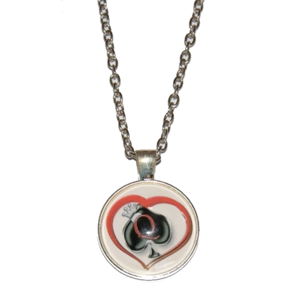 Chain Necklace Queen Of Spades QOS Dome Charm Style 3 Silver