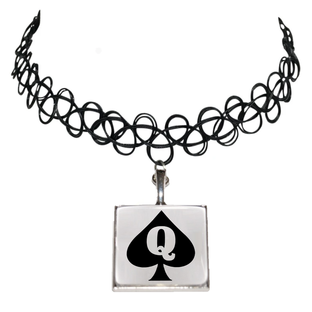 QUEEN OF SPADES Logo Black PVC Neck Choker Necklace Day Collar Style 1