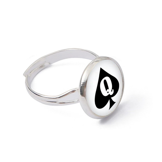 Queen Of Spades QOS Logo Dome Finger or Toe Ring Style 1 Side Shot