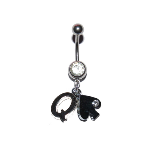 Navel Belly Button Bar Piercing - Queen of Spades Style 1