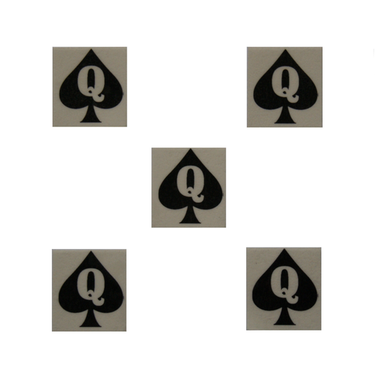 Pack of 5 - Mini Temporary Tattoos - Queen Of Spades (Cuckold) Black Cock Lover BBC